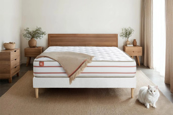 Ensemble Matelas Sommier 90x190 cm - Sommier Blanc (déjà monté) - Le Doux
