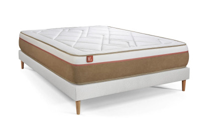 Ensemble Matelas Sommier 160x200 cm - Sommier Blanc (en kit) - Le Soyeux