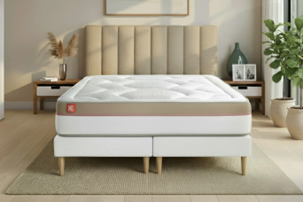 Ensemble Matelas Sommier 160x200 cm - 2 Sommiers Blanc - Le Cosy