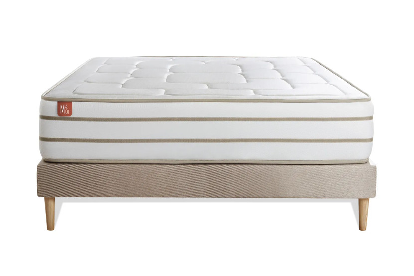 Ensemble Matelas Sommier 160x200 cm - Sommier Beige (en kit) - Le Douillet