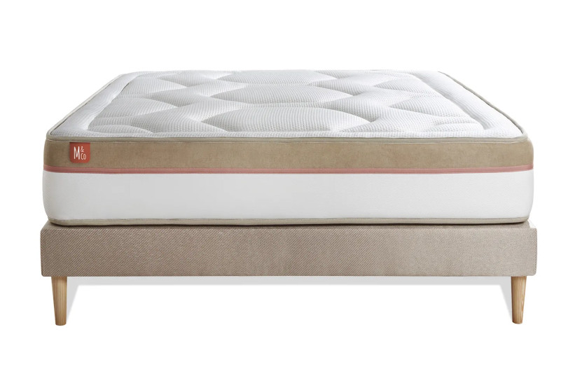 Ensemble Matelas Sommier 200x200 cm - Sommier Beige (en kit) - Le Cosy