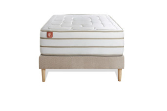Ensemble Matelas Sommier 90x190 cm - Sommier Beige (en kit) - Le Douillet