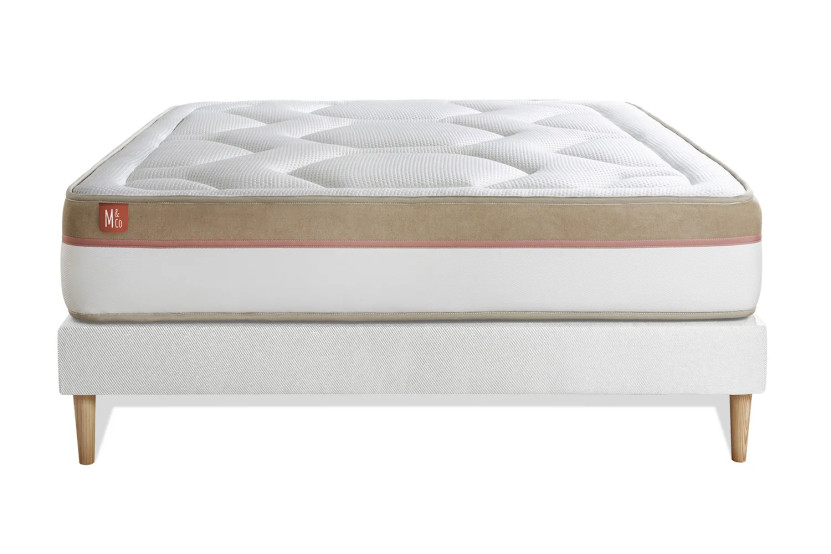 Ensemble Matelas Sommier 140x200 cm - Sommier Blanc (déjà monté) - Le Cosy