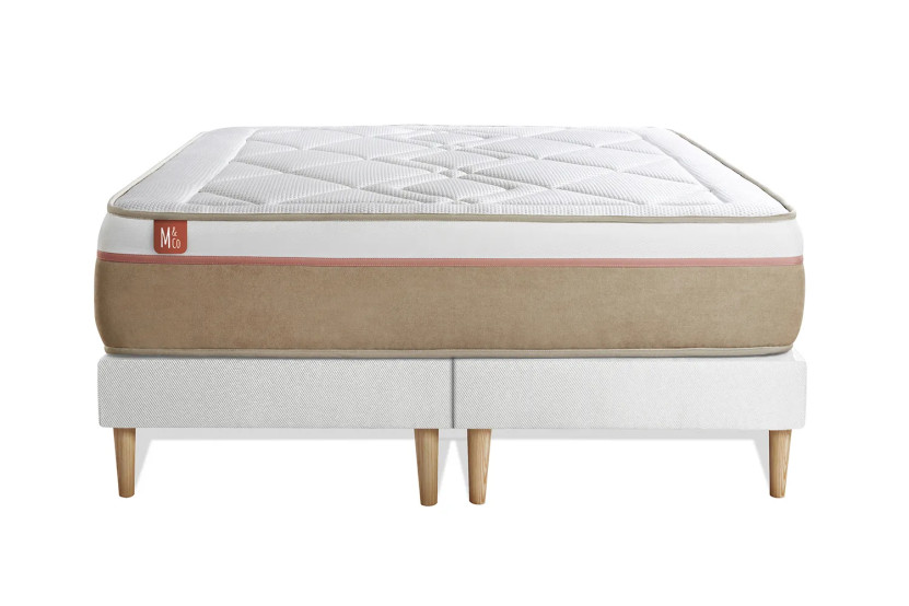 Ensemble Matelas Sommier 160x200 cm - 2 Sommiers Blanc - Le Soyeux