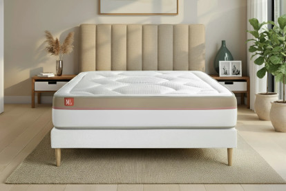 Ensemble Matelas Sommier 90x200 cm - Sommier Blanc (déjà monté) - Le Cosy