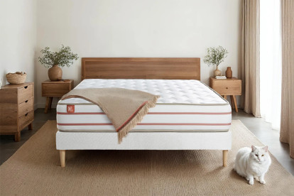 Ensemble Matelas Sommier 160x200 cm - Sommier Blanc (déjà monté) - Le Doux