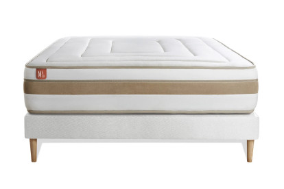 Ensemble Matelas Sommier 140x200 cm - Sommier Blanc (déjà monté) - Le Raffiné