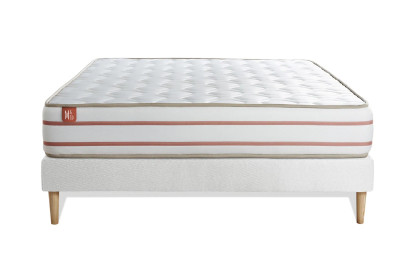 Ensemble Matelas Sommier 140x190 cm - Sommier Blanc (déjà monté) - Le Doux