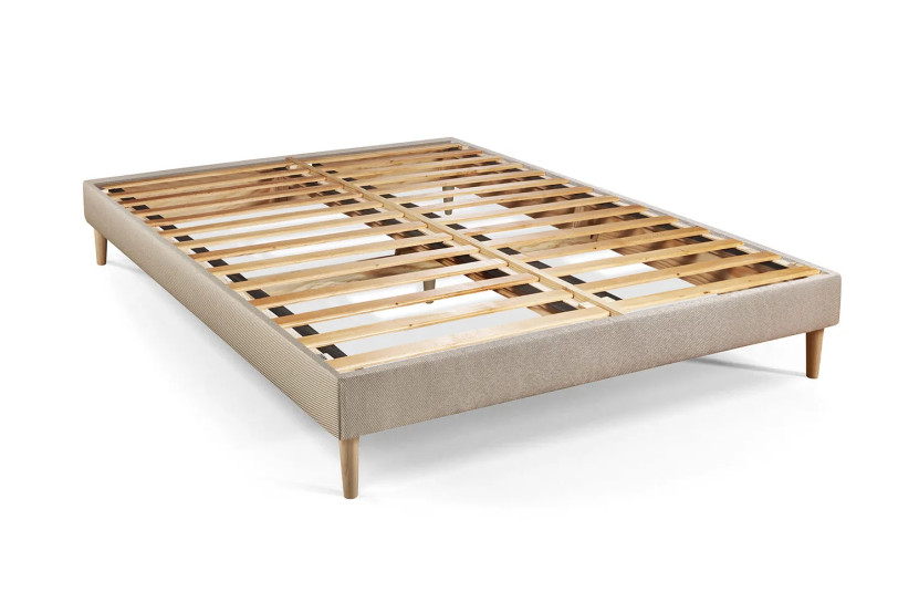 Pack lit complet 200x200 cm - Matelas + Sommier Beige (en kit) + 2 oreillers + Couette - Le Cosy