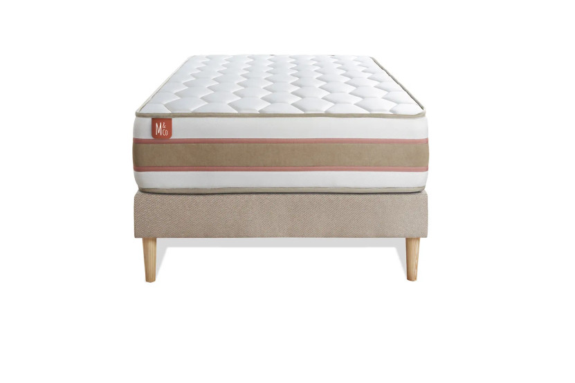 Ensemble Matelas Sommier 90x200 cm - Sommier Beige (en kit) - Le Délicat