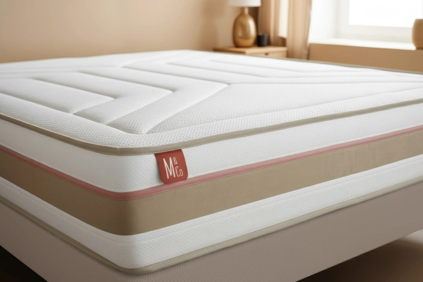 Ensemble Matelas Sommier 90x190 cm - Sommier Blanc (en kit) - Le Tendre