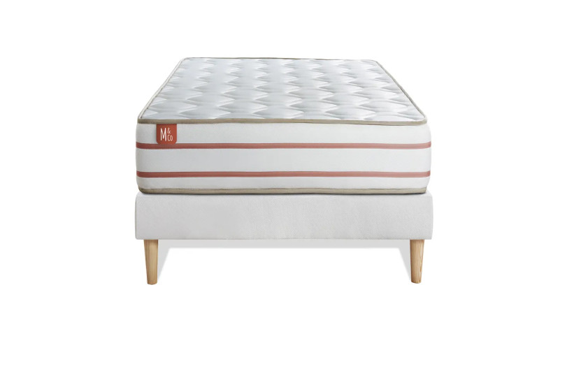 Ensemble Matelas Sommier 90x200 cm - Sommier Blanc (déjà monté) - Le Doux