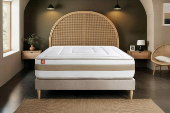 Ensemble Matelas Sommier 160x200 cm - Sommier Beige (déjà monté) - Le Raffiné