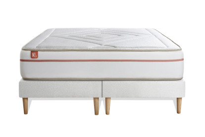 Pack lit complet 200x200 cm - Matelas + 2 Sommiers Blancs + 2 oreillers + Couette - Le Paisible