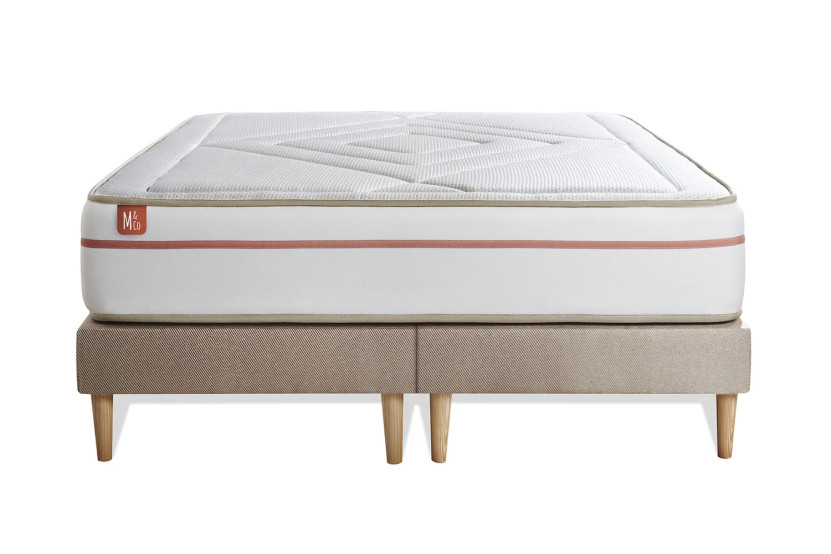 Ensemble Matelas Sommier 200x200 cm - 2 Sommiers Beige - Le Paisible