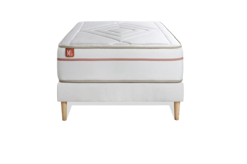 Ensemble Matelas Sommier 90x200 cm - Sommier Blanc (en kit) - Le Paisible