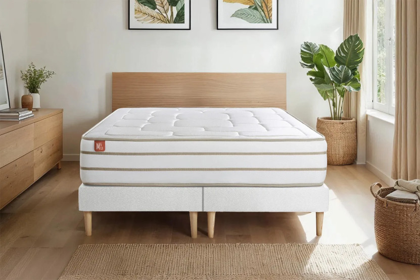 Ensemble Matelas Sommier 160x200 cm - 2 Sommiers Blanc - Le Douillet