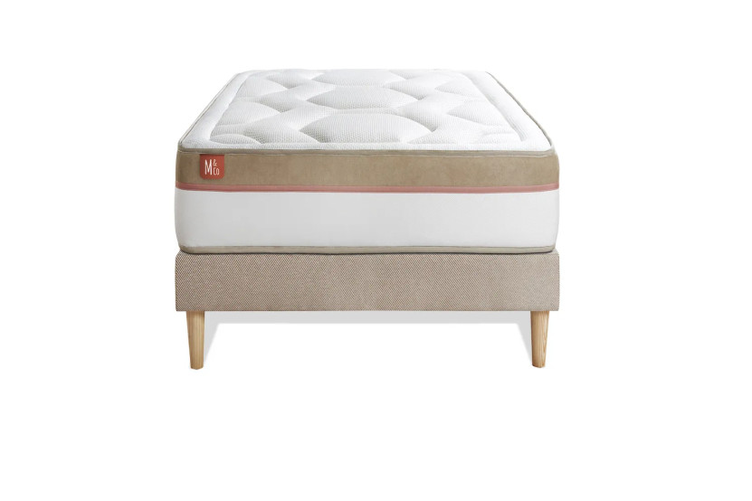 Ensemble Matelas Sommier 90x190 cm - Sommier Beige (déjà monté) - Le Cosy