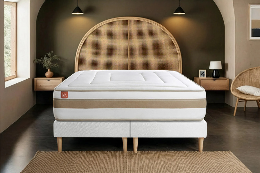 Ensemble Matelas Sommier 160x200 cm - 2 Sommiers Blanc - Le Raffiné