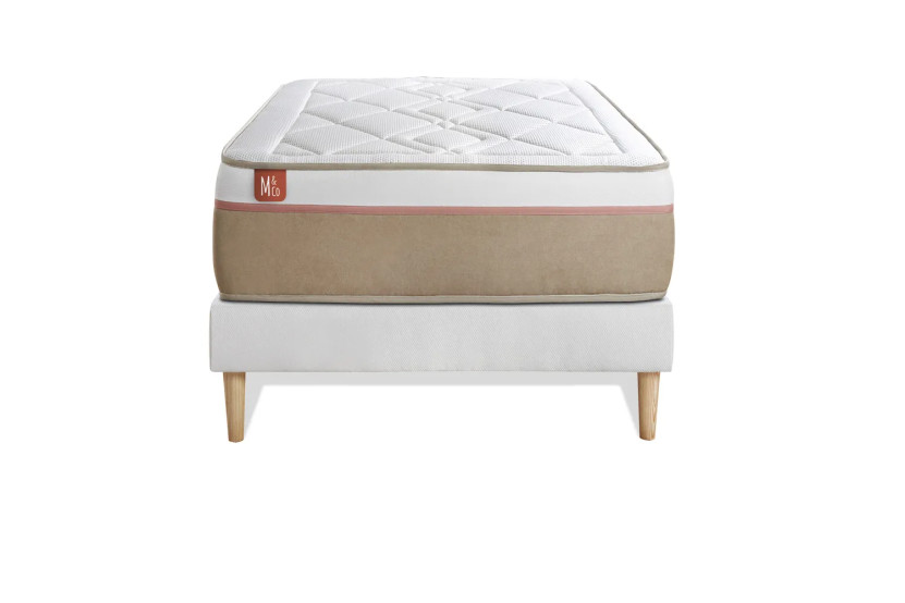 Ensemble Matelas Sommier 90x200 cm - Sommier Blanc (déjà monté) - Le Soyeux
