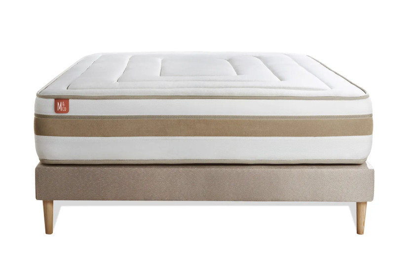 Ensemble Matelas Sommier 140x200 cm - Sommier Beige (en kit) - Le Raffiné
