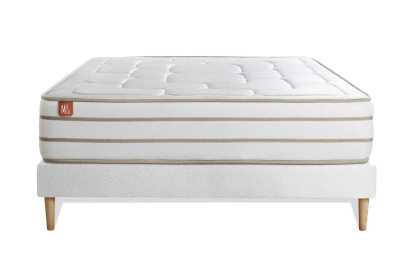 Ensemble Matelas Sommier 140x200 cm - Sommier Blanc (en kit) - Le Douillet