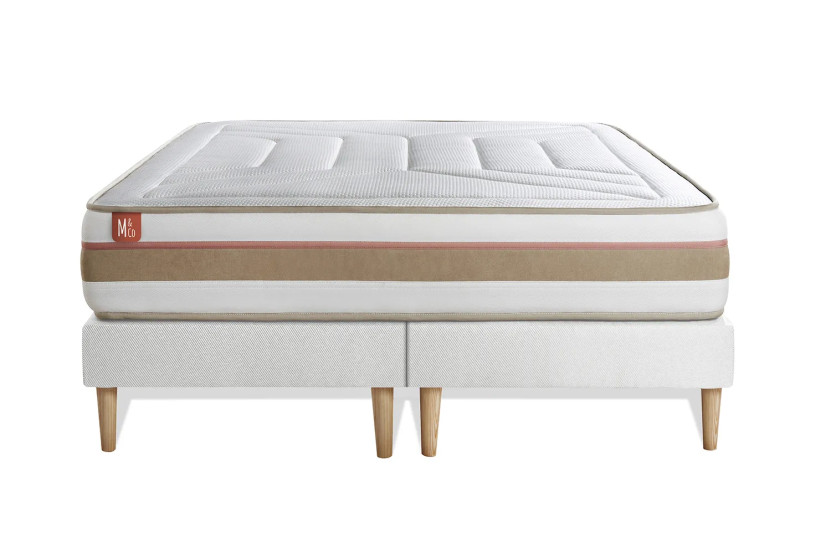 Pack lit complet 180x200 cm - Matelas + 2 Sommiers Blancs + 2 oreillers + Couette - Le Tendre