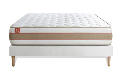 Ensemble Matelas Sommier 140x190 cm - Sommier Blanc (en kit) - Le Délicat