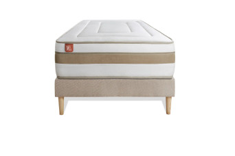 Ensemble Matelas Sommier 90x200 cm - Sommier Beige (en kit) - Le Raffiné