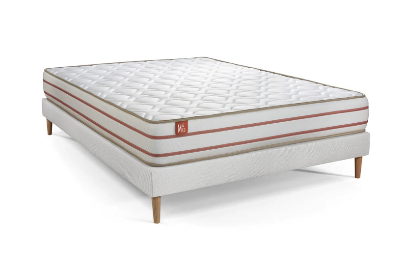 Ensemble Matelas Sommier 200x200 cm - Sommier Blanc (en kit) - Le Doux