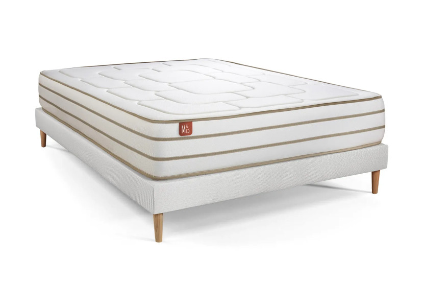 Ensemble Matelas Sommier 160x200 cm - Sommier Blanc (en kit) - Le Douillet
