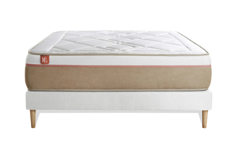 Ensemble Matelas Sommier 160x200 cm - Sommier Blanc (déjà monté) - Le Soyeux