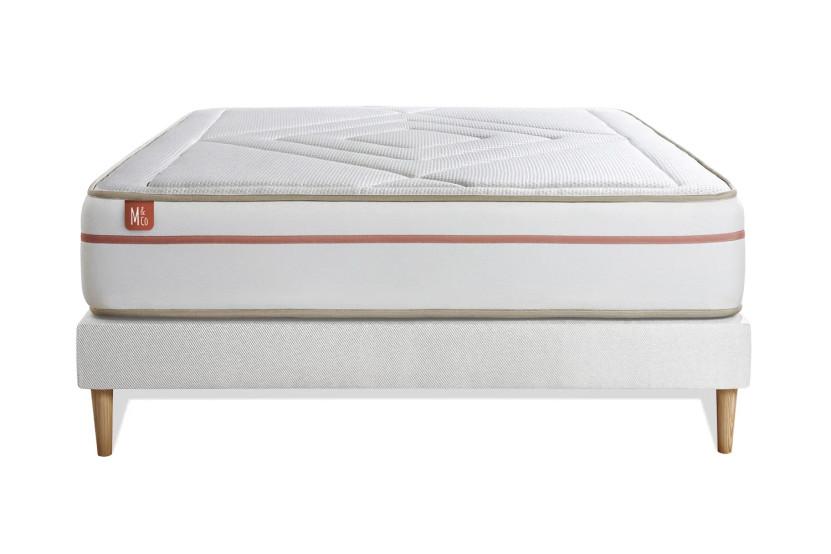 Ensemble Matelas Sommier 140x190 cm - Sommier Blanc (en kit) - Le Paisible