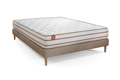 Ensemble Matelas Sommier 140x200 cm - Sommier Beige (déjà monté) - Le Doux