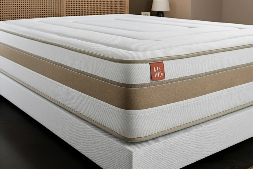 Pack lit complet 140x200 cm - Matelas + Sommier Blanc (en kit) + 2 oreillers + Couette - Le Raffiné