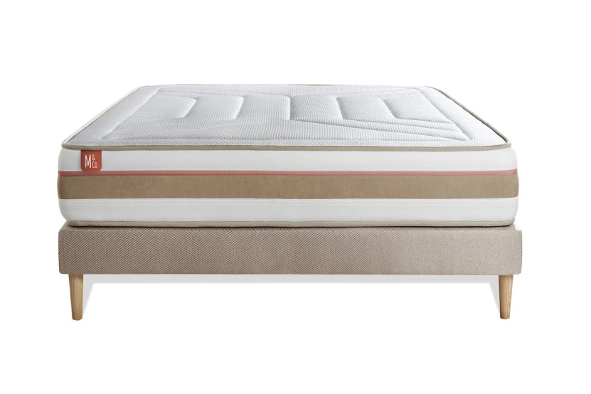 Ensemble Matelas Sommier 140x200 cm - Sommier Beige (déjà monté) - Le Tendre