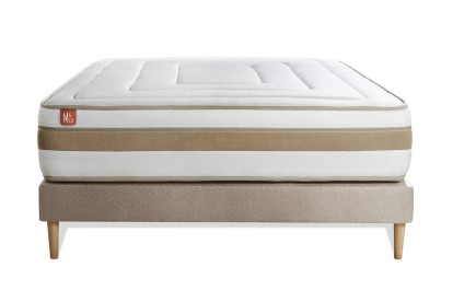 Ensemble Matelas Sommier 200x200 cm - Sommier Beige (en kit) - Le Raffiné