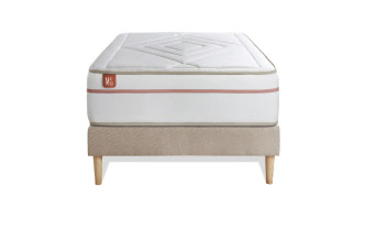 Ensemble Matelas Sommier 90x200 cm - Sommier Beige (en kit) - Le Paisible