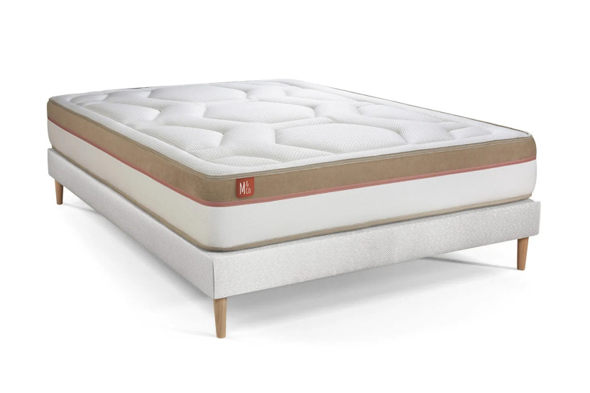 Pack lit complet 140x190 cm - Matelas + Sommier Blanc + 2 oreillers + Couette - Le Cosy