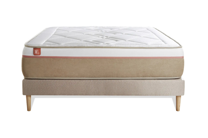 Ensemble Matelas Sommier 140x200 cm - Sommier Beige (en kit) - Le Soyeux