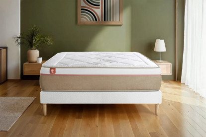 Pack lit complet 160x200 cm - Matelas + Sommier Blanc + 2 oreillers + Couette - Le Soyeux