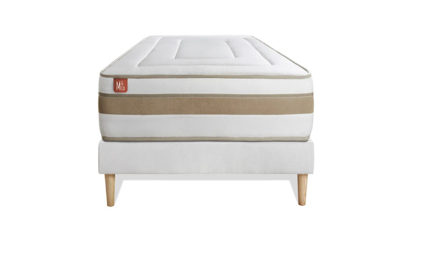 Ensemble Matelas Sommier 90x200 cm - Sommier Blanc (déjà monté) - Le Raffiné
